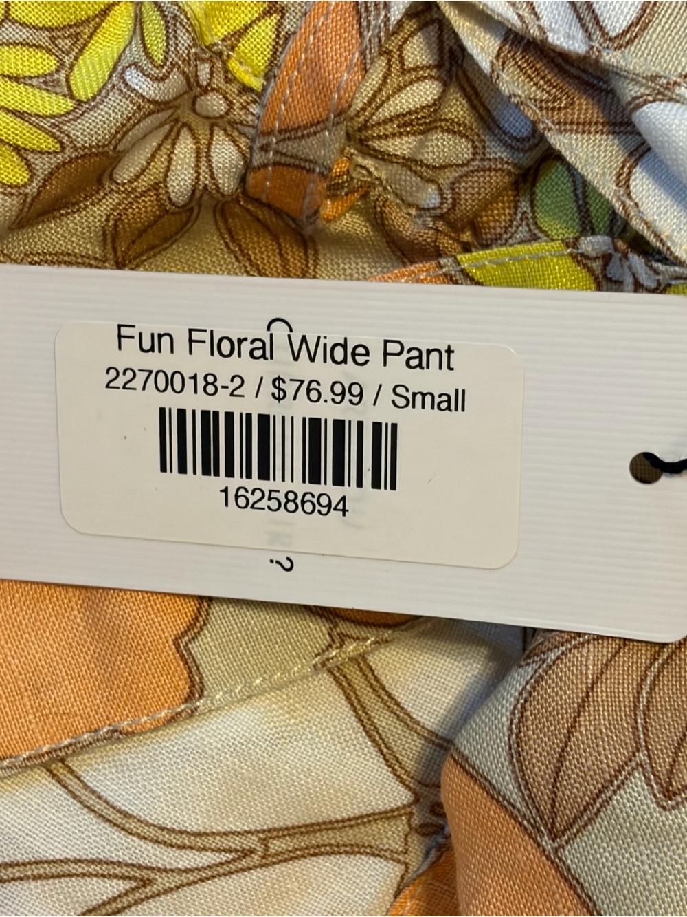NWT Current Air Floral Tie-Waist linen Wide Leg Pants in Orange, Cream Tan small - Picture 7 of 11